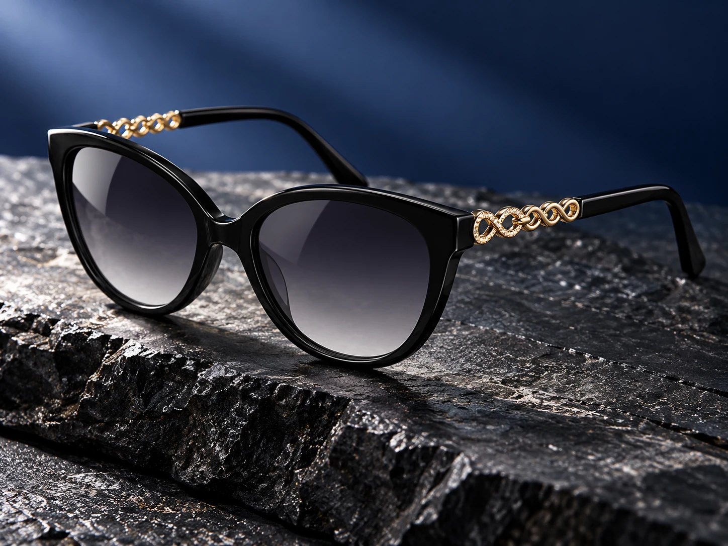 AI campaign based on JUNLIAN Adult Sunglasses: Black & gold studio