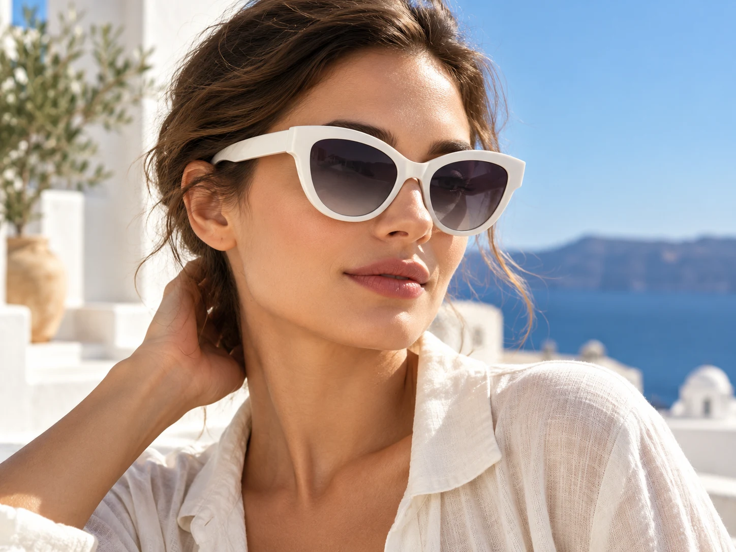 AI campaign based on JUNLIAN Adult Sunglasses: Ivory in the sunshine