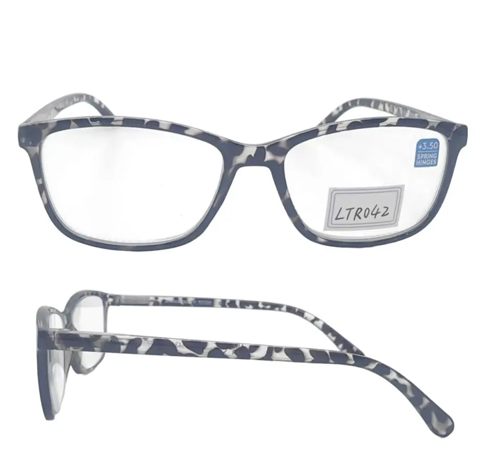 Grey rectangular reading glasses